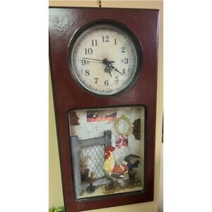 Vintage Rooster Clock ~ 19”x‎ 9.5”